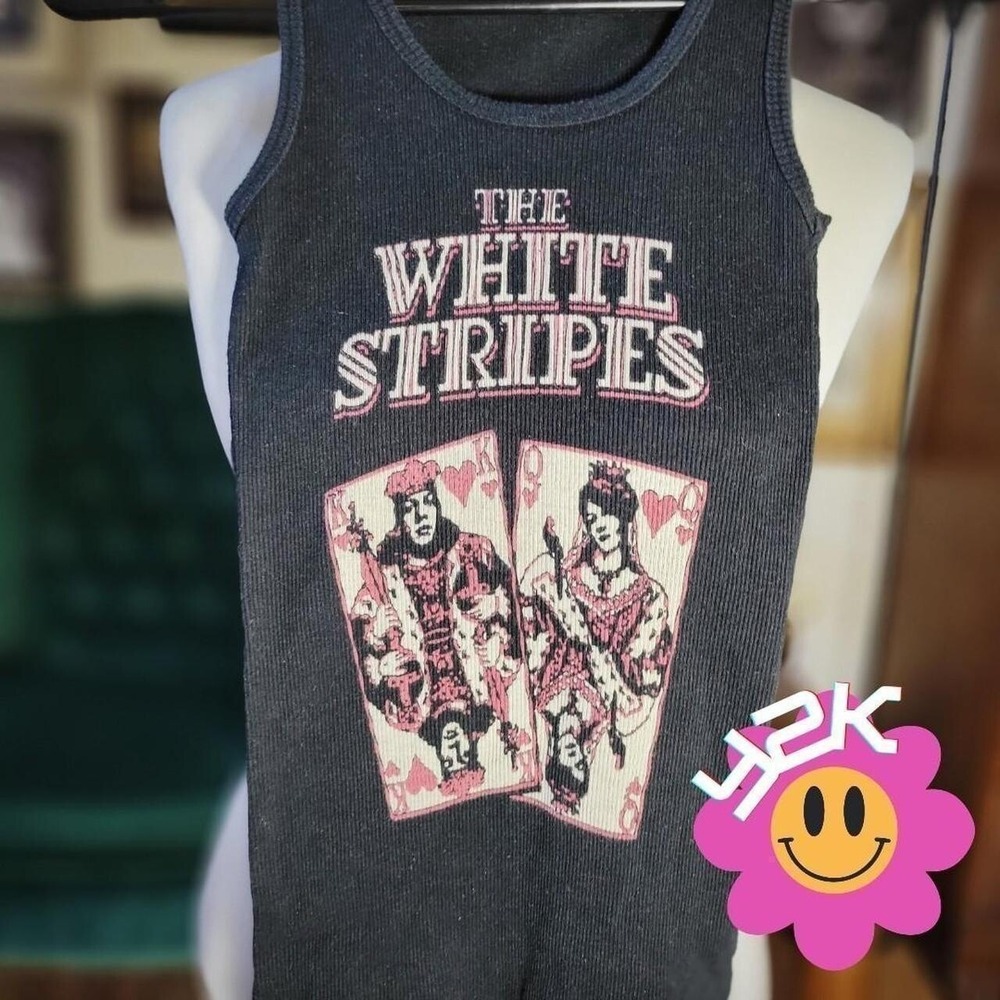 Vintage Y2K White Stripes‎ Tank Top XS Rare Early Band Tee Graphic Rock Indie